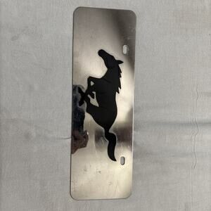 FORD MUSTANG Raised 3D Logo Silver Chrome Mirrored Half High License Plate Tag